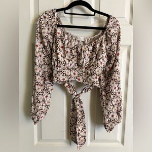 Altar'd State Floral Cottage Core Tie-Back Blouse